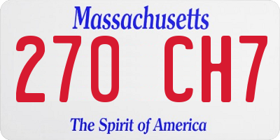 MA license plate 270CH7