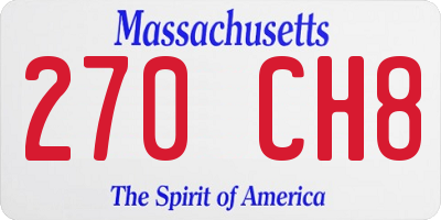 MA license plate 270CH8
