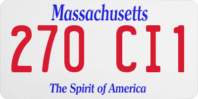 MA license plate 270CI1