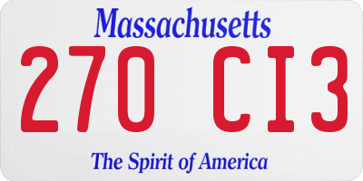 MA license plate 270CI3