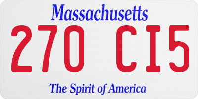 MA license plate 270CI5