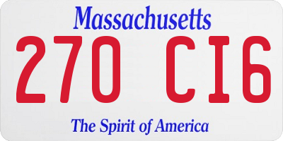 MA license plate 270CI6