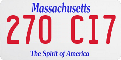 MA license plate 270CI7