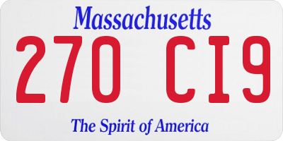MA license plate 270CI9