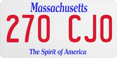 MA license plate 270CJ0