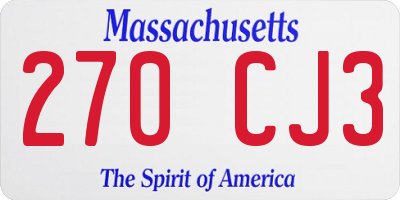 MA license plate 270CJ3