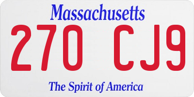 MA license plate 270CJ9