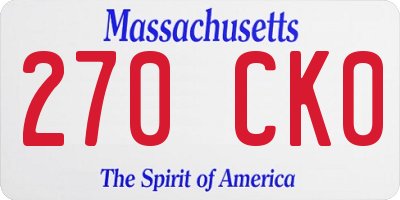 MA license plate 270CK0