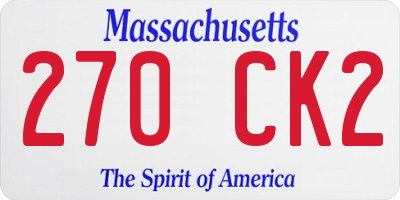 MA license plate 270CK2