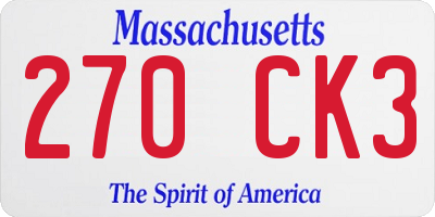 MA license plate 270CK3