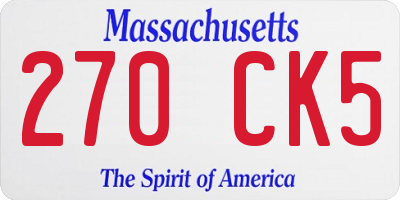 MA license plate 270CK5