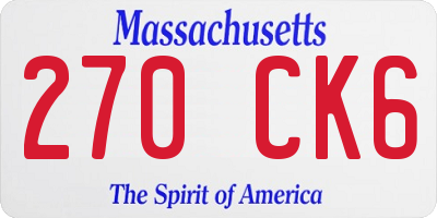 MA license plate 270CK6