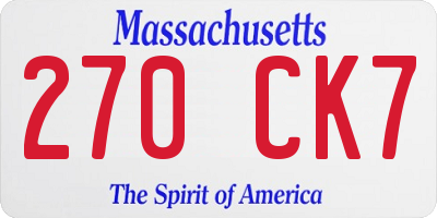 MA license plate 270CK7