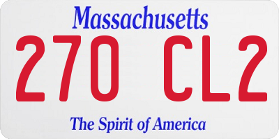 MA license plate 270CL2