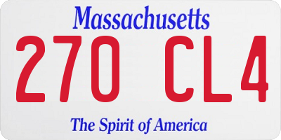 MA license plate 270CL4