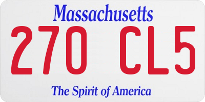 MA license plate 270CL5