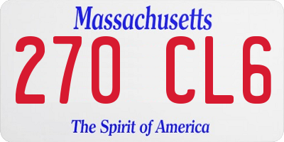 MA license plate 270CL6