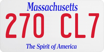 MA license plate 270CL7
