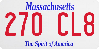 MA license plate 270CL8