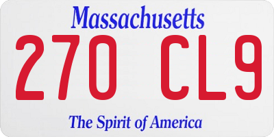 MA license plate 270CL9