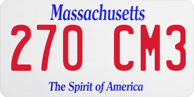 MA license plate 270CM3
