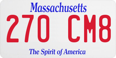 MA license plate 270CM8
