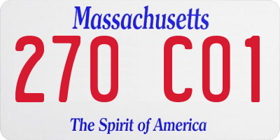 MA license plate 270CO1