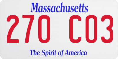 MA license plate 270CO3