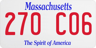MA license plate 270CO6