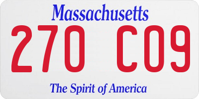MA license plate 270CO9