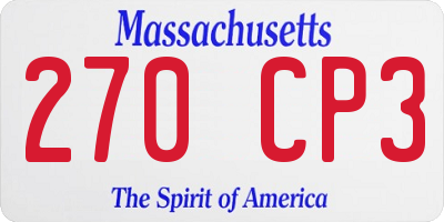 MA license plate 270CP3