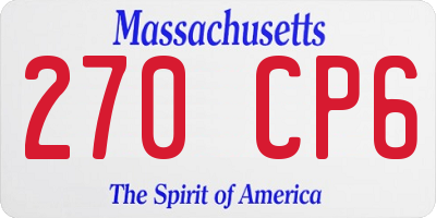 MA license plate 270CP6