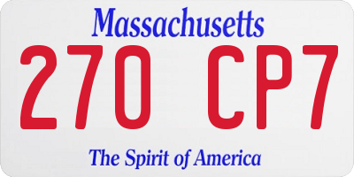 MA license plate 270CP7