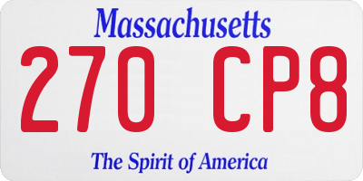 MA license plate 270CP8