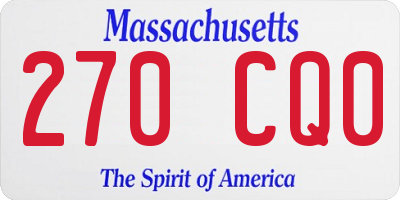MA license plate 270CQ0