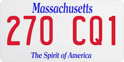 MA license plate 270CQ1