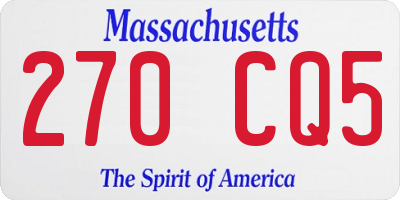 MA license plate 270CQ5