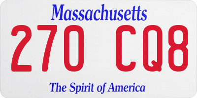 MA license plate 270CQ8