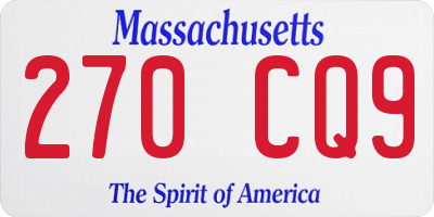 MA license plate 270CQ9