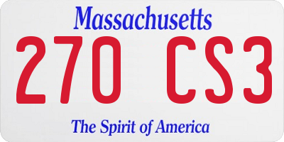 MA license plate 270CS3