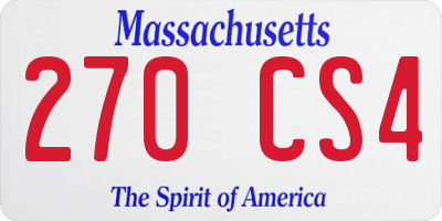 MA license plate 270CS4