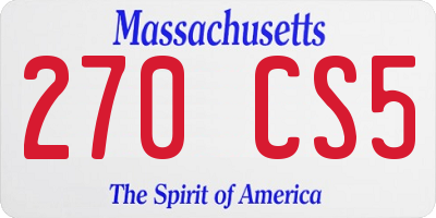 MA license plate 270CS5