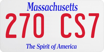 MA license plate 270CS7