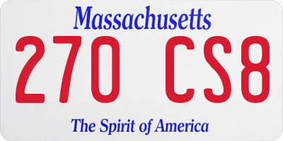 MA license plate 270CS8