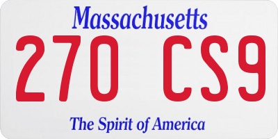 MA license plate 270CS9