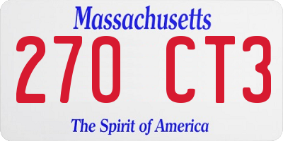 MA license plate 270CT3