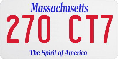 MA license plate 270CT7