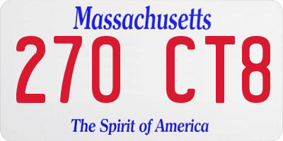 MA license plate 270CT8
