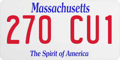 MA license plate 270CU1