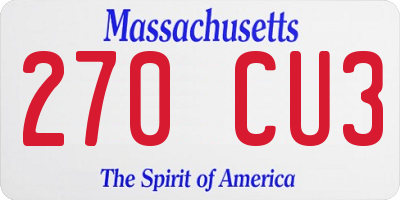 MA license plate 270CU3